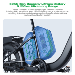 Vélo cargo électrique de livraison de nourriture haut de gamme, cadre en alliage d'aluminium, 7 vitesses, freins à disque hydrauliques avant/arrière, directement de l'usine, batterie lithium 50AH - Product Image 3