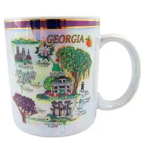 Ceramic Georgia Coffee Mug State Map Souvenir Gift 12 Ounce Ceramic Cup