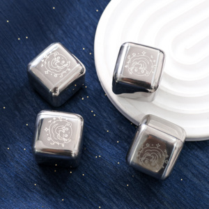 Logo personnalisé glaçons en acier inoxydable 304 glaçons en métal de qualité alimentaire tartre <span class=keywords><strong>congelé</strong></span> pierres à whisky de vente chaude - Product Image 2