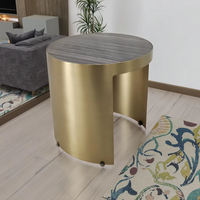 Canapé de luxe Table basse d'angle rectangulaire Salon moderne Meubles de décoration intérieure Table d'appoint en bois et marbre