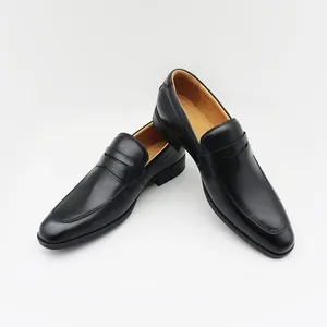 Hot Sale Genuine Leather Office Shoes Casual Formal Black Loafers Dress Shoes For Men