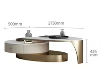 Ensemble de tables basses de luxe blanc, gris et noir, 2 pièces, avec pieds en métal et plateau en marbre, pour la maison, la salle de sport ou la salle à manger, incluant des matériaux en verre et en bois - Vente chaude