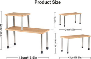 OEM Corner <strong>Shelf</strong> 2 Tier Storage <strong>Shelves</strong> Bamboo Adjustable Spice Rack Riser Standing <strong>Counter</strong> <strong>Top</strong> Cabinet Display <strong>Shelf</strong> - Product Image 6