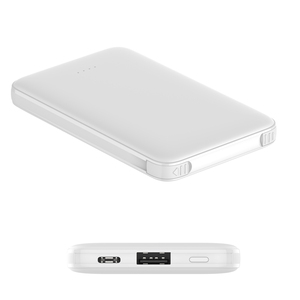 ספק מפעל סוללת ליתיום-פולימר דקה במיוחד 5000mAh 10W מחומר ABS בנק כוח נייד עם שני כבלים מובנים מסוג Type-C - Product Image 3
