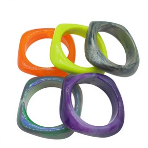 Ensembles de bracelets en résine de jade à la mode, vert crème marbré, qualité vintage, design tendance unisexe, bijoux, cadeaux pour femmes - Product Image 3