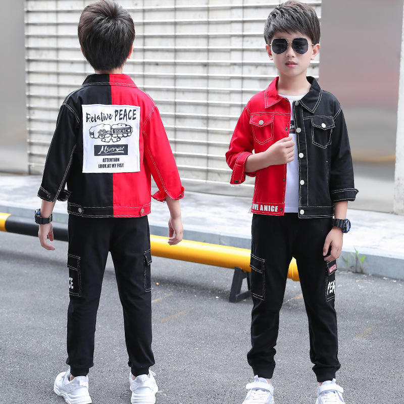 Boys Black/red Colorblock 2 Piece Set - Street Style
