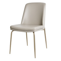 [En stock] Chaise de salle à manger haut de gamme de luxe léger, style crème français, table d'îlot minimaliste, revêtement en cuir et acier inoxydable