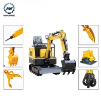 Pengiriman Gratis Hengwang Mini Excavator Murah Mini 1t 1.2t 2t 2.5t 3t 3.5t Mesin Excavator Mikro Kecil dengan Aksesoris