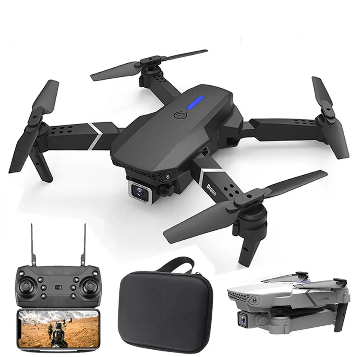 Takenoken Professional Mini E88 Drone with 4K Dual HD Camera Foldable RC Quadcopter 1080P Wifi Pro Drone Toys Helicopter