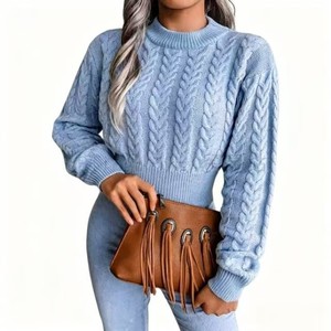 <span class=keywords><strong>Pull</strong></span> slim fit pour <span class=keywords><strong>femme</strong></span>, style printemps-automne, col rond, tricoté, de haute qualité, tendance streetwear - Product Image 2