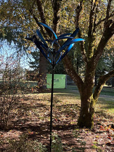 Oniya Metal Blue Wind Skulpturen Wind Spinner Pfähle Windmühle Garten Ornament <span class=keywords><strong>Big</strong></span> Clearance Windmühlen für Hof und Garten - Product Image 4