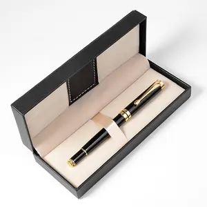 Luxury black PU leather gift pen box leather pen case for premium