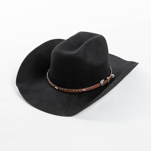 Wholesale 2024 New Arrival Deluxe Sombreros 100% Wool Felt <strong>Mexican</strong> Men <strong>Cowboy</strong> <strong>Hat</strong> With Rivets Leather Belt
