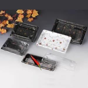 Plastic Sushi Tray Disposable Containers Take Away Reusable Sushi Plastic Sushi Container Tray With Lid