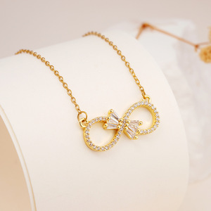 Nuova Collana con Ciondolo da Donna alla Moda, Gioielli con Zirconi Colorati e Simbolo dell'Infinito, Collana in Acciaio Inossidabile Placcato Oro - Product Image 6