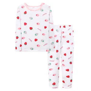 Ensemble de Pyjama deux pièces en coton pour filles et garçons, nouveau Design, mignon, manches longues, vêtements de nuit pour enfants, été