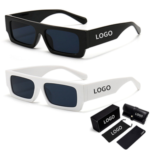 Occhiali da Sole Vintage Quadrati Neri Rettangolari di Tendenza 2024 per Uomo e Donna con Logo Personalizzato - Product Image 1