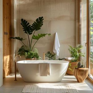 Custom Shape OEM Concrete Bathtub Minimalist Wabi Sabi Cement Soaking Tub Premium Bathroom Fixtures Manufacturer B2B - Product Image 4