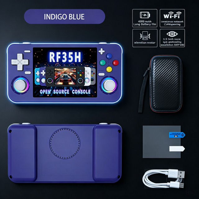 2026 New RF35H Handheld Game Console, 3.5" IPS Screen, Linux System, 15000+ Classic Games, WiFi Pocket Retro Gaming Device