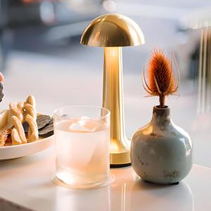 Cross-border Creative Mushroom Barbell Bar USB Touch Night <b>Light</b> Restaurant Cafe Dumbbell Metal Table Lamp Wholesale - Product Image 2