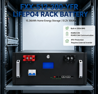 Batería LiFePO4 de 51.2V 300Ah 15.36kWh para Montaje en Rack, Almacenamiento de Energía Solar Híbrida Fuera de la Red, Admite 16 Conexiones en Paralelo
