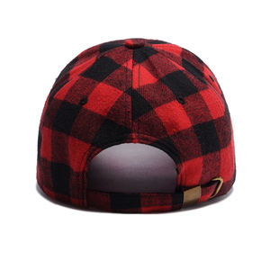 Casquette de Baseball à carreaux rouge pour hommes, unisexe, Snapback os, chapeau de papa en coton, Logo personnalisé - Product Image 5