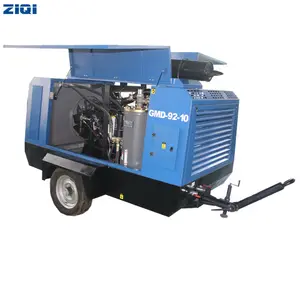 92 Kw Top Excellent Quality Belt Driven Mobile Diesel Air Compressor With Factory Direct Price Used In Industrial