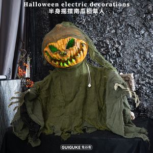 Ornement d'Halloween, fantôme lumineux à moitié corps, balançoire, citrouille, épouvantail, décoration animée, activation sonore électrique, accessoire à induction - Product Image 5