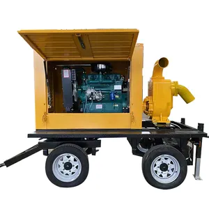 8 Inch Wheel Trailer Mounted Diesel Non Clog Self Priming Centrifugal Electric Water Pump