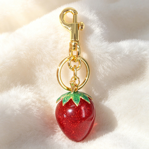Cute 3D Strawberry Zinc Alloy Carabiner Keychain Fashion Trend <b>Key</b> <b>Ring</b> for <b>Bag</b> Decor - Product Image 3