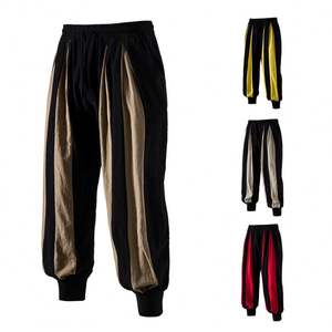 Pantalones casuales de algodón de cáñamo para <span class=keywords><strong>hombre</strong></span> a la moda de verano estilo Harem ligero con pantalón de <span class=keywords><strong>chándal</strong></span> a juego de Color frontal plano - Product Image 2