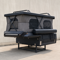 QC Overland 4x4 Mini Tente de Toit Pliable Légère Imperméable Capacité 4 Personnes Plancher en Bois pour Camping et Voyage en Plein Air