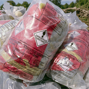Túi loại bỏ amiăng polythene 6 mil 20 micron nặng Màu Đỏ bao tải chất thải rõ ràng để xử lý và dọn dẹp Vật liệu nguy hiểm - Product Image 3