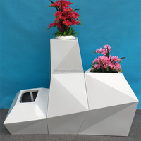 Grand pot de fleurs d'intérieur en acier inoxydable blanc pour la décoration d'hôtels et de jardins