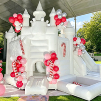 Château gonflable Princesse pour tout-petits avec toboggan et piscine à balles, thème Lune, blanc, pour mariage et fête