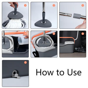 Juego de fregona y cubo giratorio de microfibra fácil Holamopa con ruedas, fregona giratoria para limpieza de suelo con Pedal para uso en el hogar y la Oficina - Product Image 5