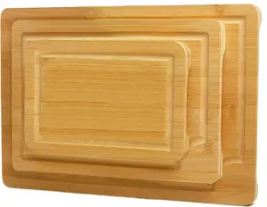 रस नाली के साथ बांस काटने बोर्ड सेट (3 टुकड़े)-लकड़ी काटने बोर्ड सेट, रसोई काट बोर्ड