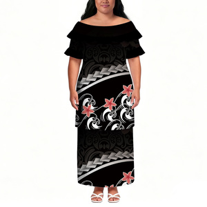 Nuovi Arrivi: Abito Hawaiano Puletasi Stile Retrò Polinesiano Trendy da Donna Taglie Forti 8XL con Volant e Maniche Corte, 2 Pezzi, Prezzo di Fabbrica - Product Image 3