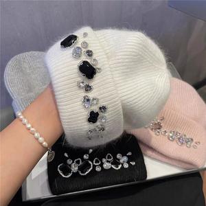 2023 Knitted Beanie <b>Hat</b> Gorros De Invierno Wholesale Beanie <b>Hats</b> Custom Embroidery logo Beanie <b>Hats</b> with Rhinestones - Product Image 6