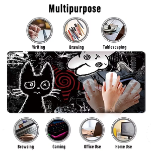 <span class=keywords><strong>Tapis</strong></span> de <span class=keywords><strong>souris</strong></span> de jeu extra-long et <span class=keywords><strong>tapis</strong></span> de clavier pour ordinateur de bureau - Avec un design de chat punk anime, chat gothique, crâne, art <span class=keywords><strong>manga</strong></span> japonais) - Product Image 3