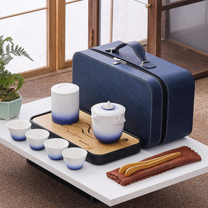 Juego de té de viaje, juegos de té de Kung Fu de porcelana japonesa, tetera para exteriores, almacenamiento portátil, juego de tazas de té de oficina - Product Image 5