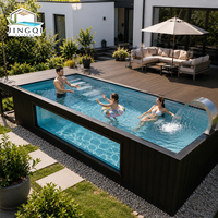 Piscine de nage rectangulaire en acrylique transparent de 20 pieds pour jardin, jacuzzi extérieur, spa, piscine hors sol en fibre de verre
