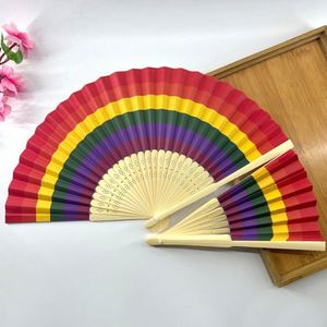 21 cm Rainbow Women's Bamboo Hand Fan for Weddings and Parties - Product Image 5