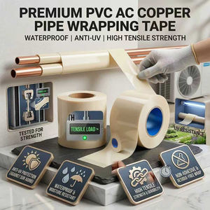 Ruban adhésif acrylique en PVC résistant aux UV et imperméable pour l'isolation et le masquage des tuyaux de climatisation et des tuyaux de cuivre de systèmes CVC - Product Image 3