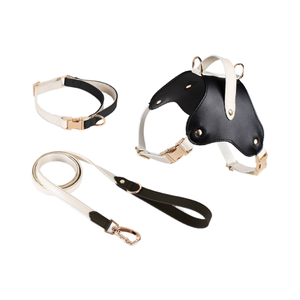 Ensemble de harnais, collier et laisse pour animaux de compagnie en cuir, réglable, respirant, confortable pour chiots, petits, moyens et grands chiens - Product Image 3