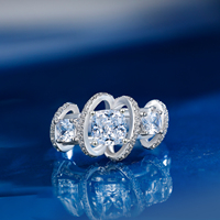 Bagues de luxe pour femmes Grace Jewel, uniques et personnalisées, en argent sterling 925 plaqué rhodium, 3 pièces, avec zircon cubique taille princesse, fines
