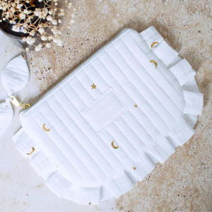 Borsa Cosmetica in <span class=keywords><strong>Doppio</strong></span> Cotone Trapuntato con Volant e Decorazioni Pieghettate, Accessorio da Viaggio a Buon Prezzo - Product Image 3