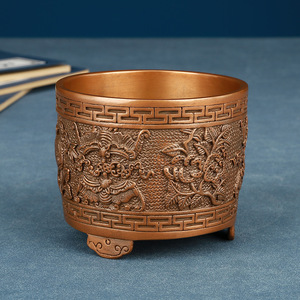 Portalápices de cobre púrpura, diseño redondo auspicioso, artículos de papelería para el hogar y la oficina, artesanía - Product Image 3