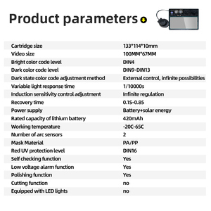 Casco de Soldadura Solar con 2 Sensores de Arco, Pantalla Amplia 4/9-13, TIG MIG, Batería Reemplazable, Cristal Líquido, 2 Sondas - Product Image 6