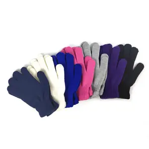 Guantes acrílicos mágicos de punto de invierno unisex de color sólido baratos al por mayor